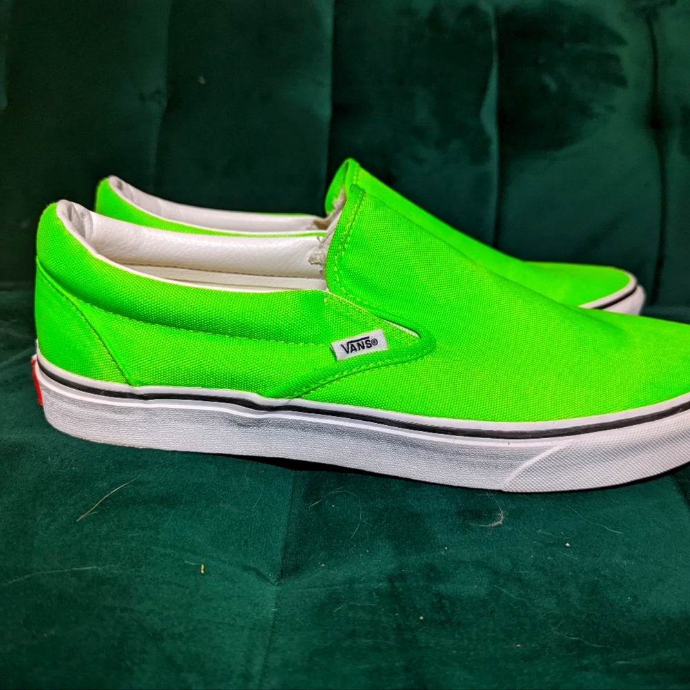 NWOT Vans slip-on neon green 11.5